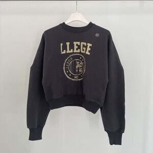 Recto Llege logo Cropped Sweatshirt Gray Charcoal